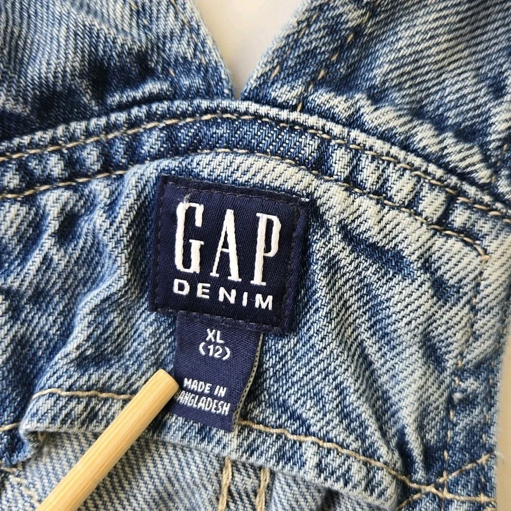 Gap Kids Denim Bib Overalls Girls Size XL 12 Medium Wash Jeans‎ Pockets